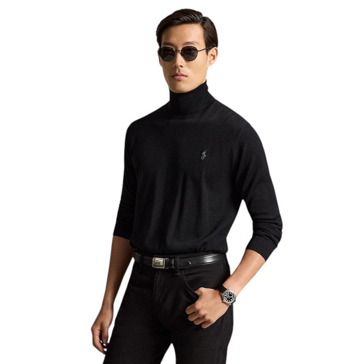 polo-ralph-lauren-hombre-jersey-cuello vuelto-hombre-negro-710946145002