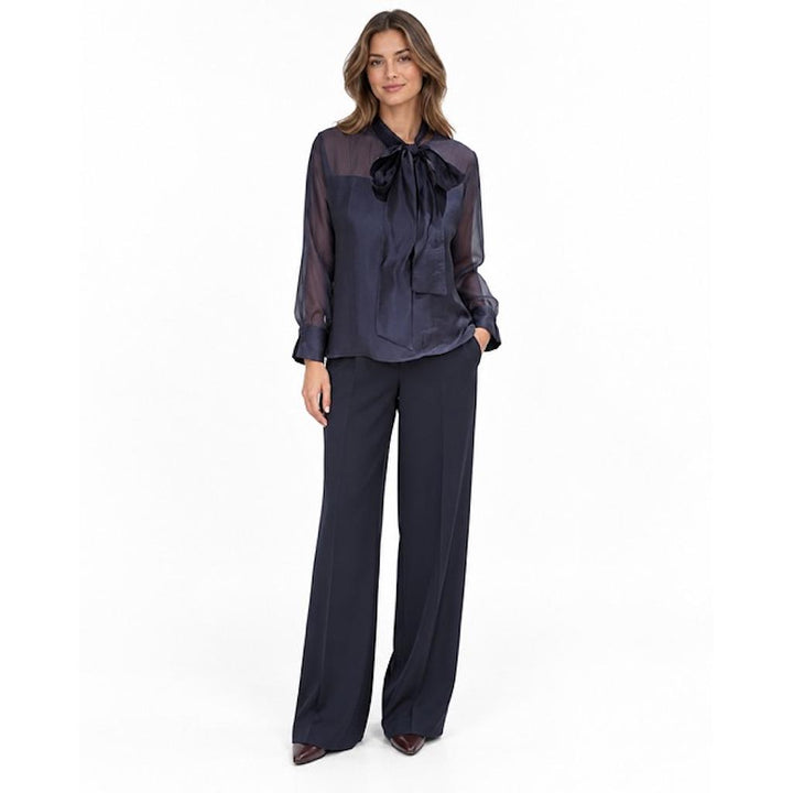 Natan women's trousers navy, front view on model