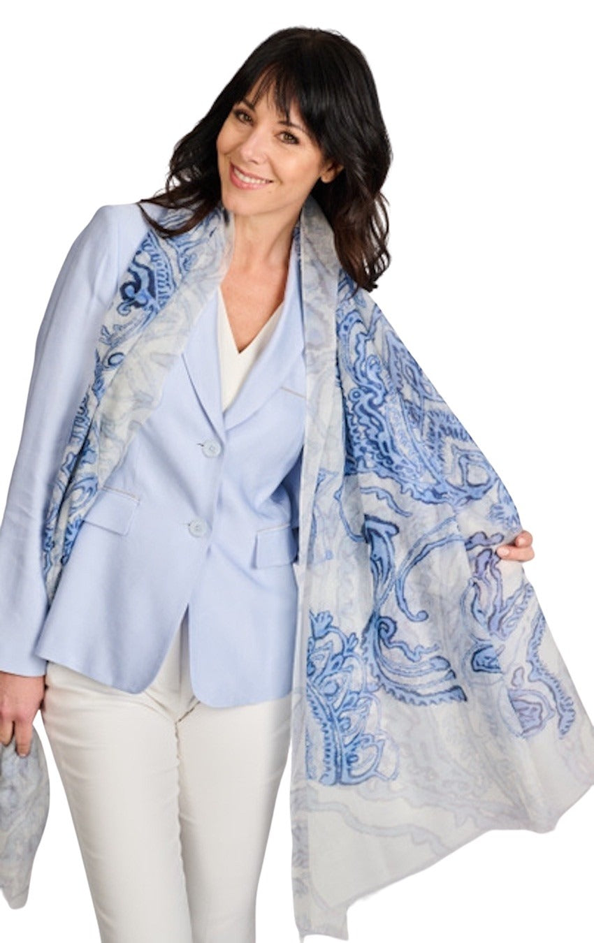 Andrea'S 1947 sjaal dames blauw Boheme 8351 BOHEME S25.