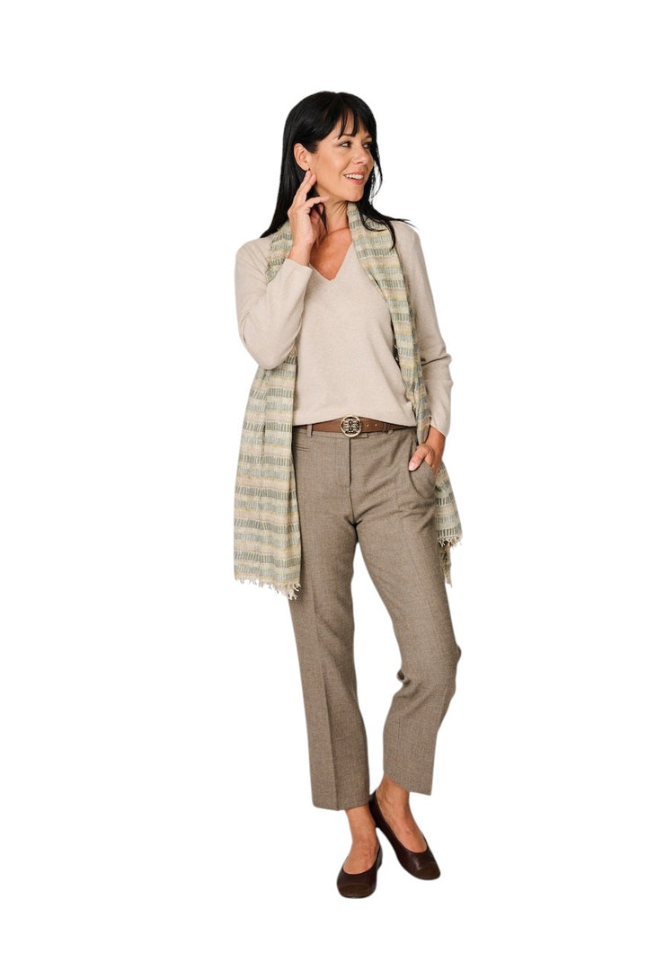 Anneclaire pull trui v-hals dames beige D1839 857 770
