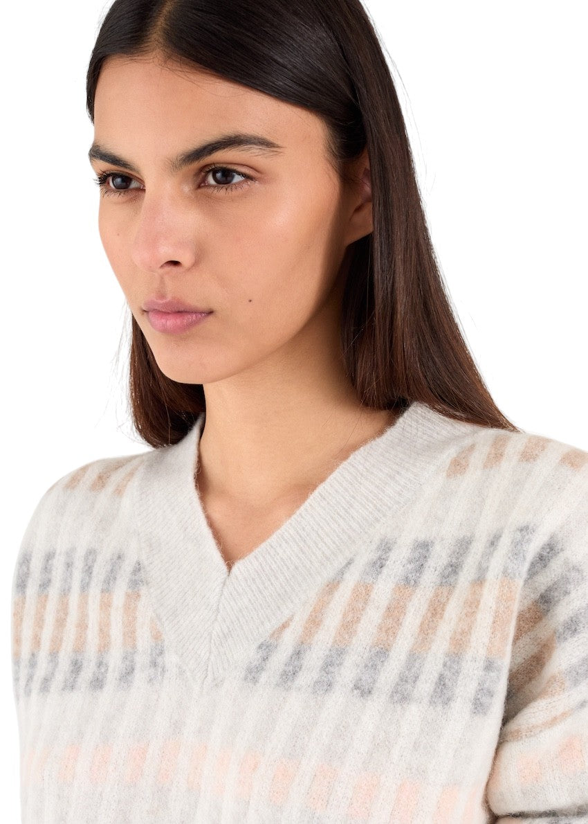 Anneclaire pull trui v-hals dames grijs D1810 461 481