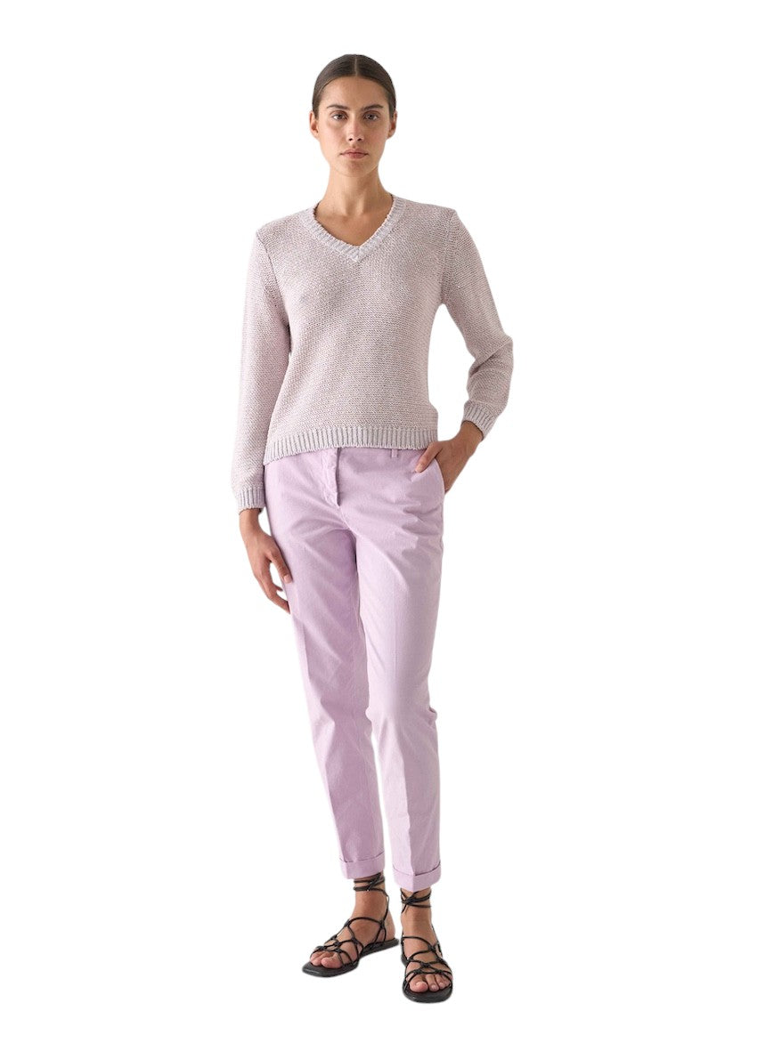 Anneclaire pull trui v-hals dames lila D1128 1614 723