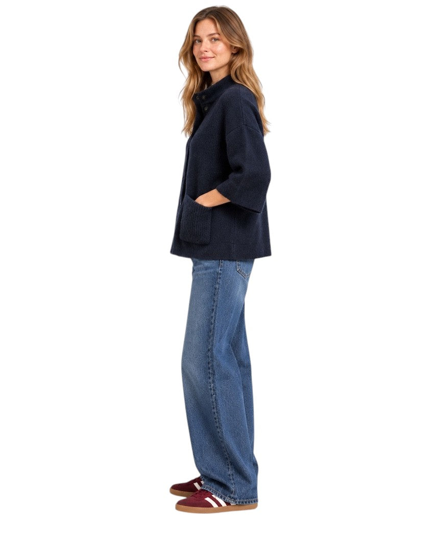 Anneclaire cardigan donna blu navy — vista laterale