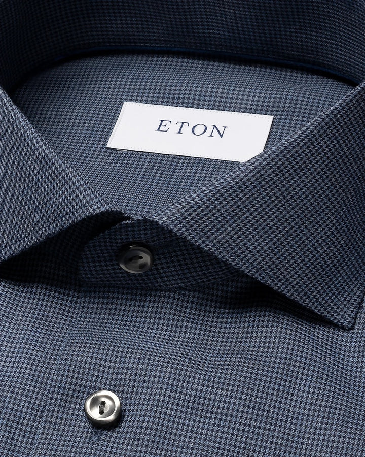 Eton Skjorte lange ærmer mørkeblå til mænd