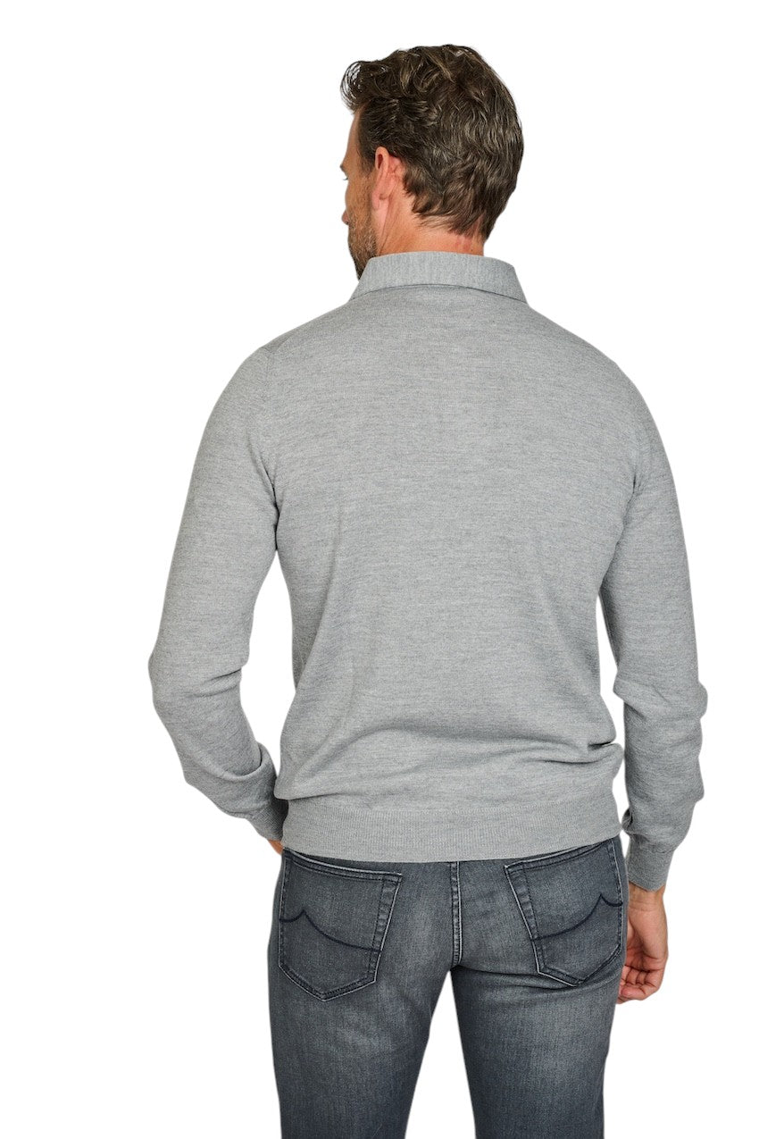Gran Sasso Men polo shirt lange mouwen heren grijs 57105 14293 071.