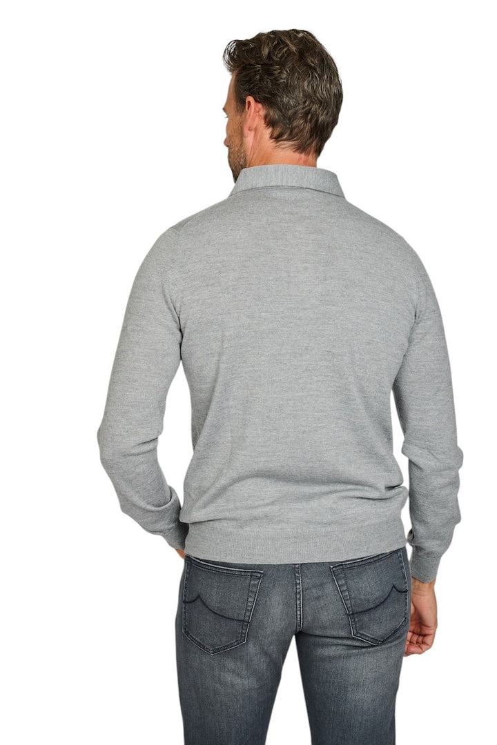 Gran Sasso Men polo shirt lange mouwen heren grijs 57105 14293 071.
