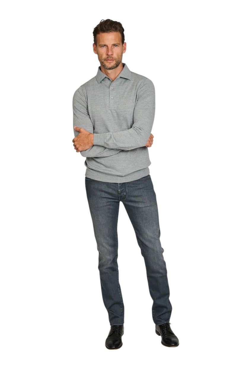 Gran Sasso Men polo shirt lange mouwen heren grijs 57105 14293 071.