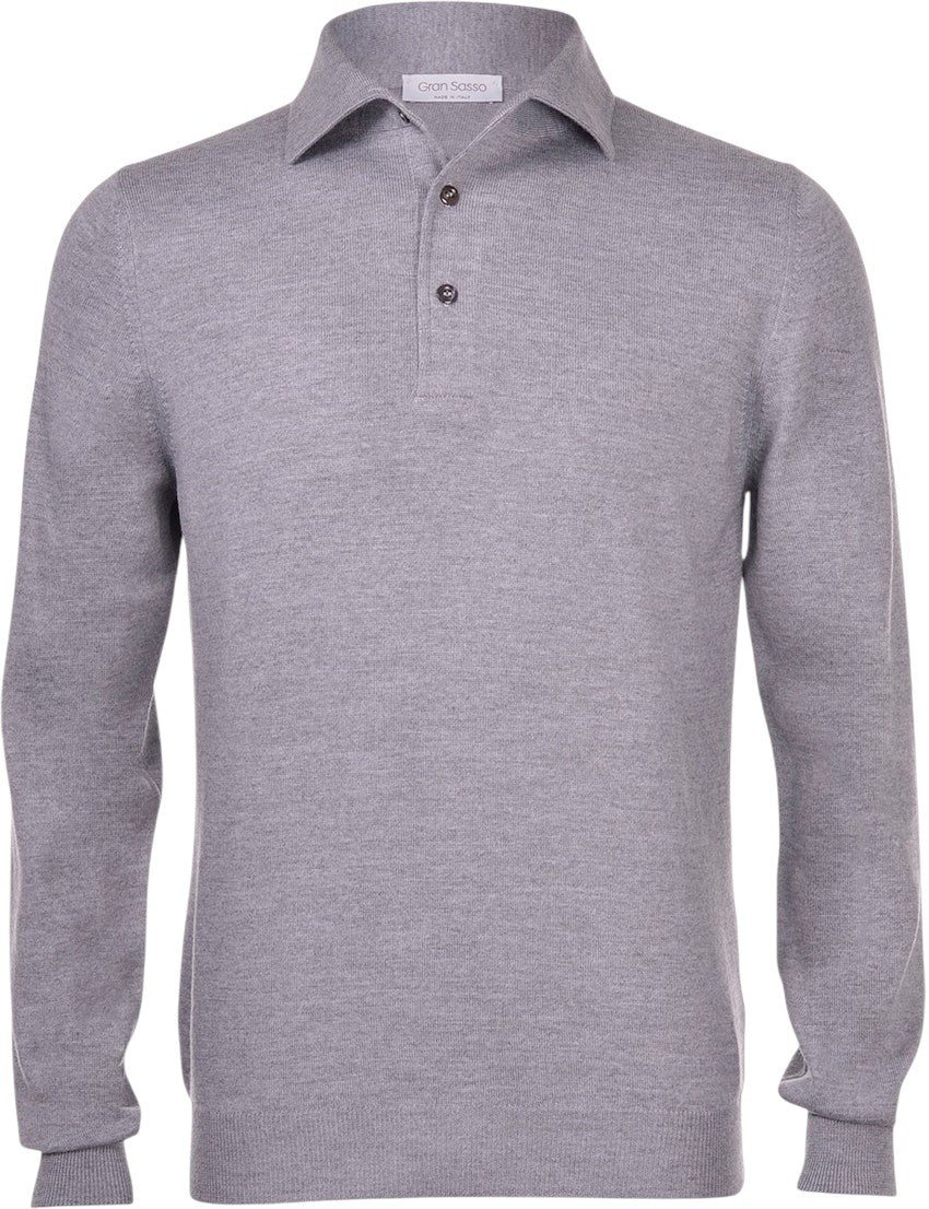Gran Sasso Men polo shirt lange mouwen heren grijs 57105 14293 071.