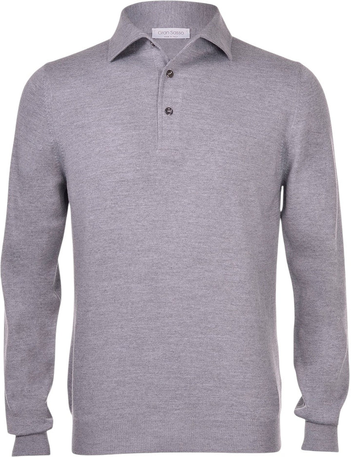 Gran Sasso Men polo shirt lange mouwen heren grijs 57105 14293 071.