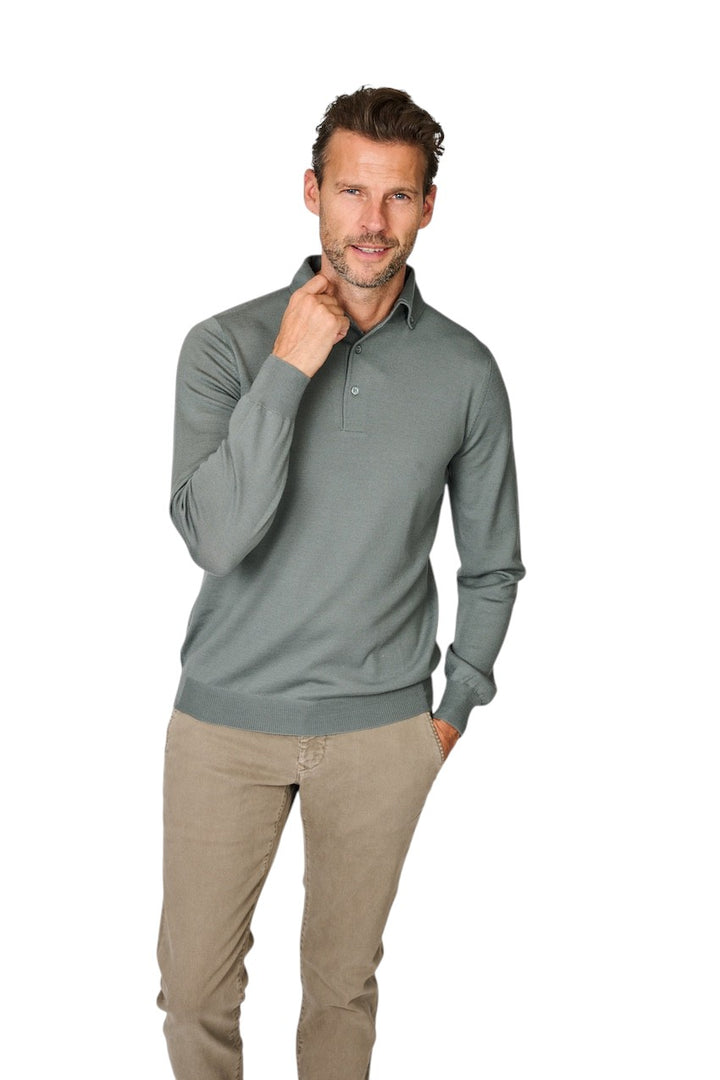 Gran Sasso Men polo shirt long sleeves men's green