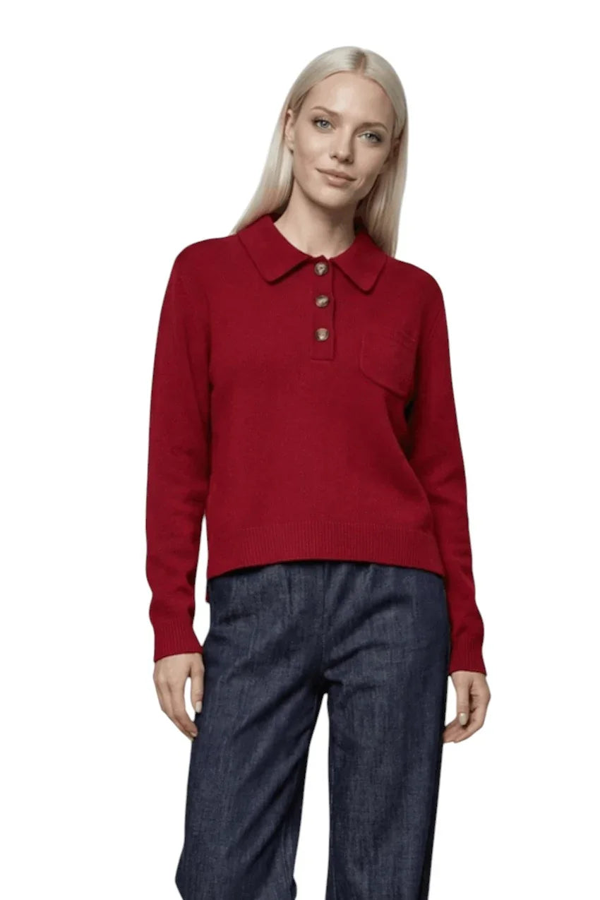 Jeff polo para mujer burdeos Loops