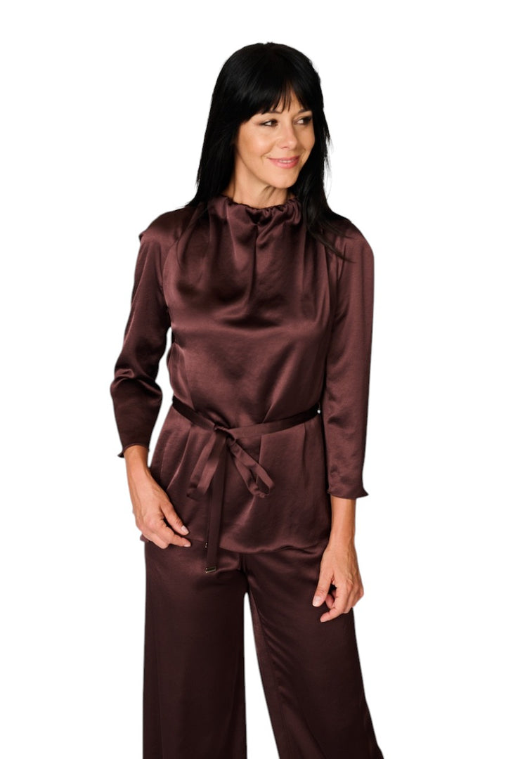 Natan Collection damebluse i auberginefarve FEROLA-JTBT02 210