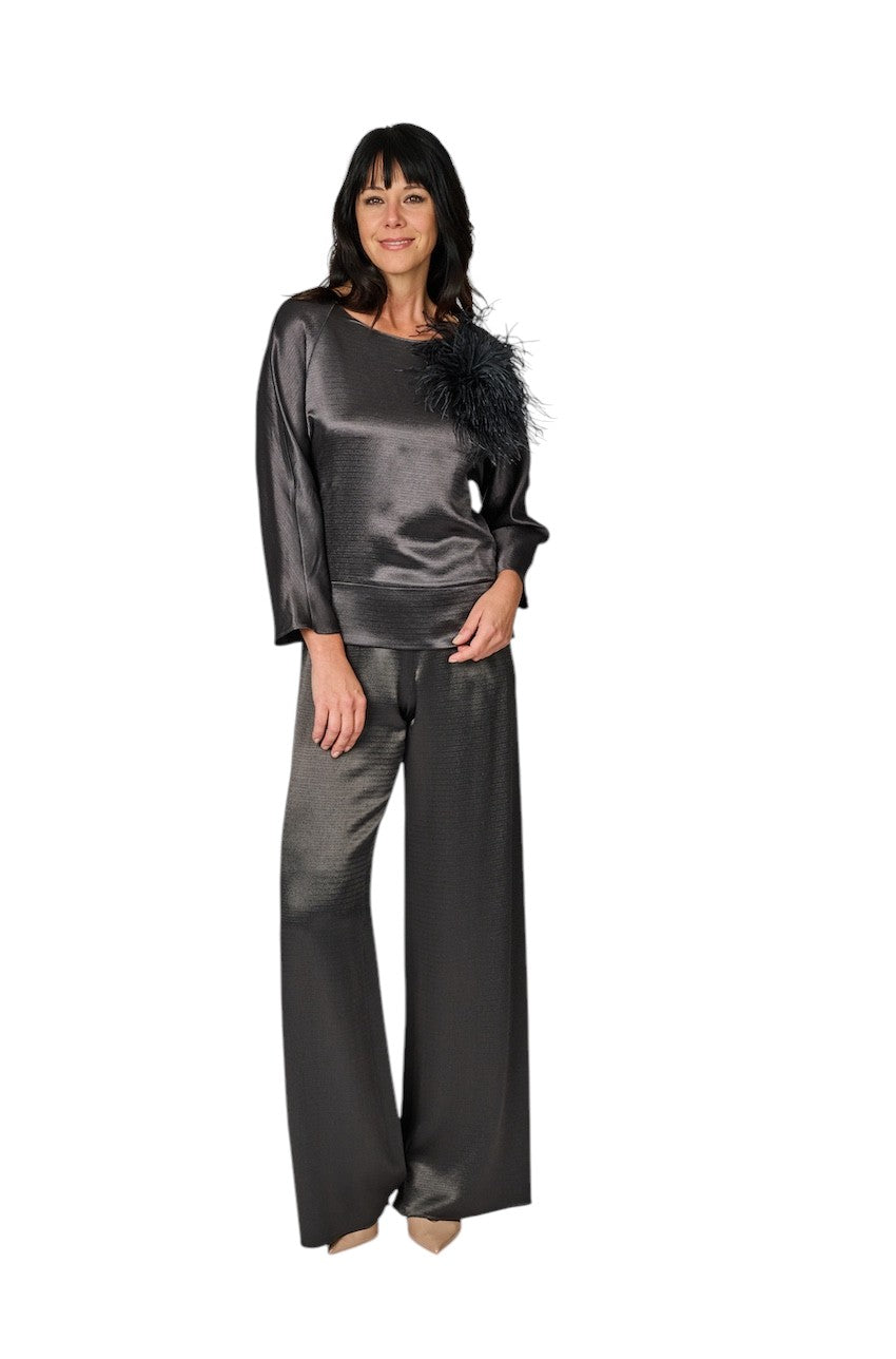 Natan Collection Antracitfarvet top til kvinder DOWY-NQFAT01 178