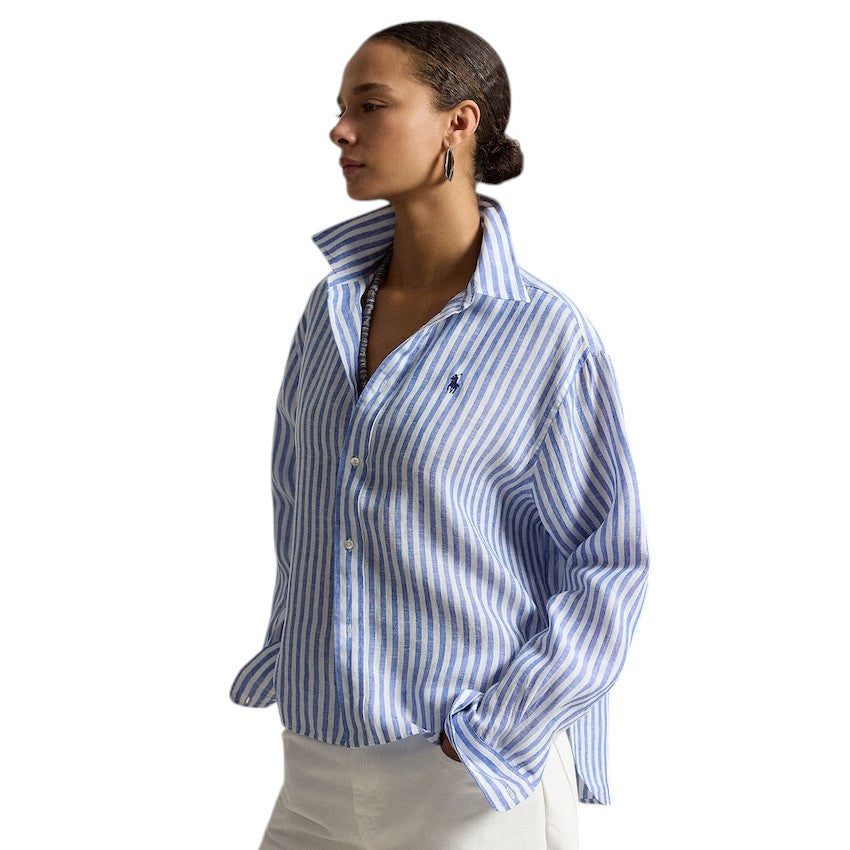 Polo Ralph Lauren Women blouse dames blauw crop boxy fit 211935130503