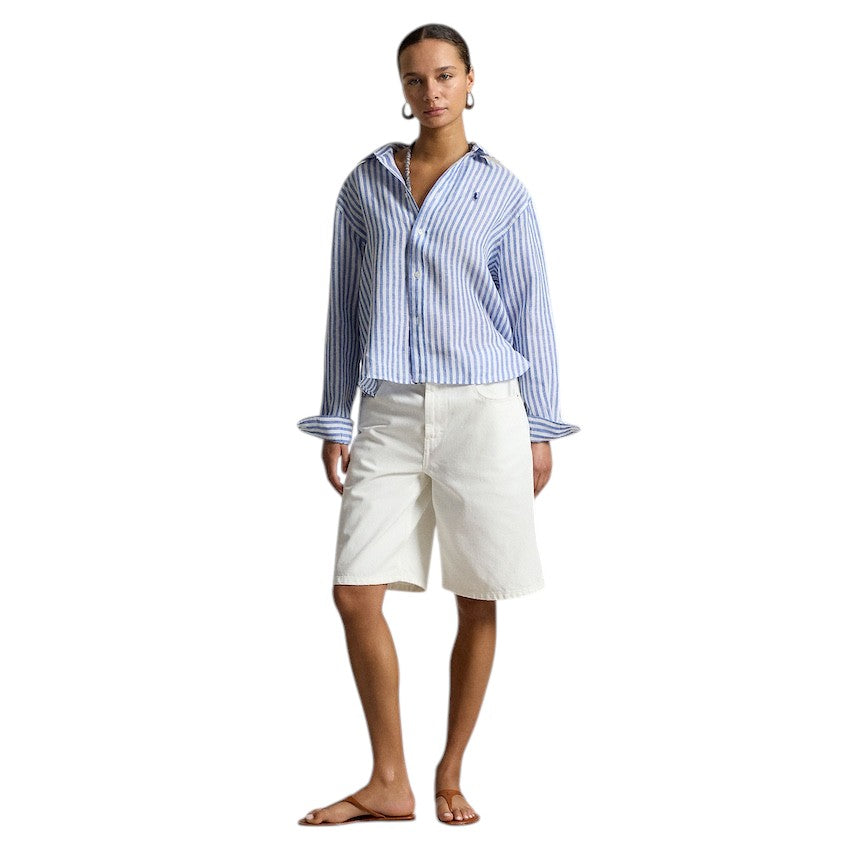 Polo Ralph Lauren Women blouse dames blauw crop boxy fit 211935130503