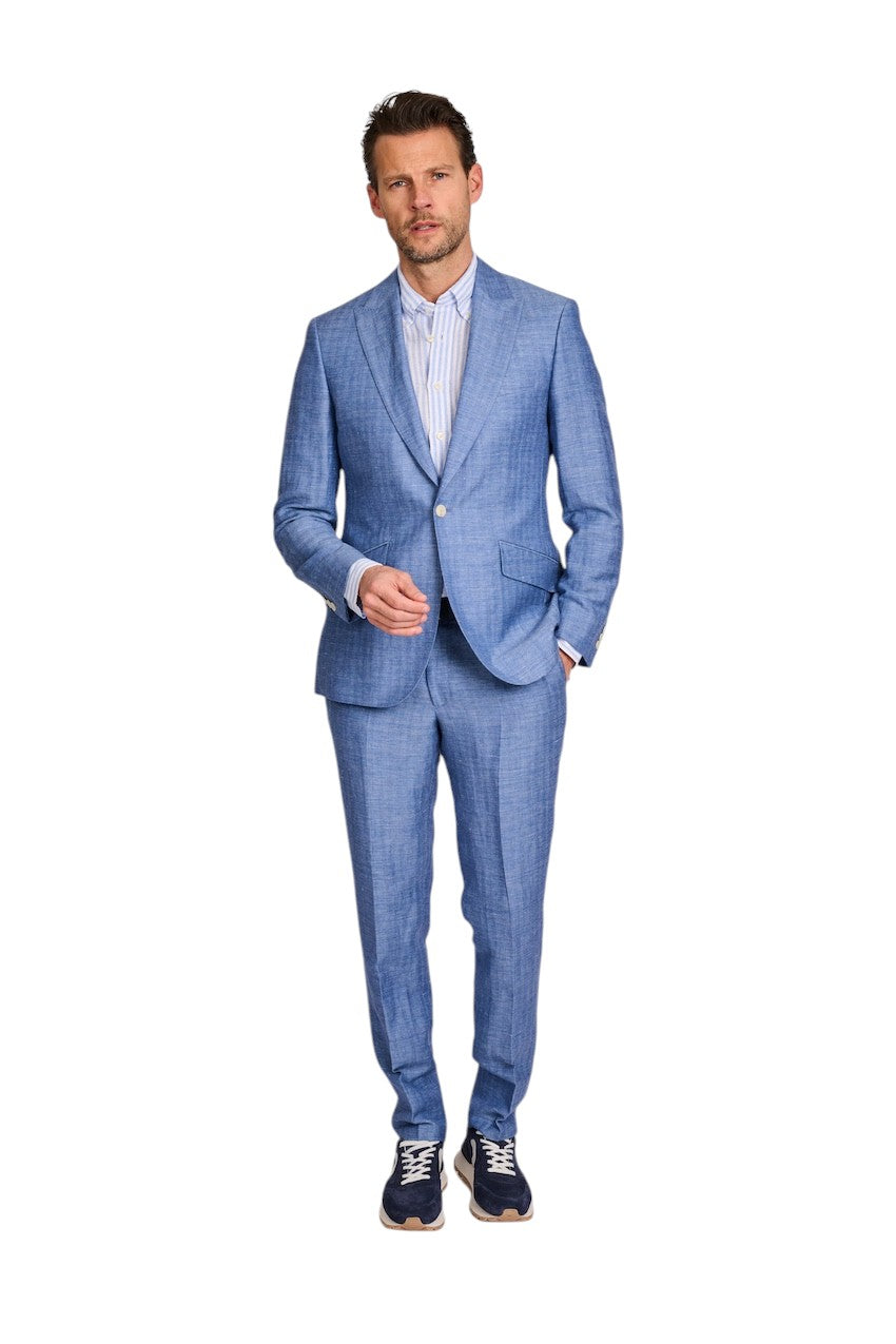 Chemise Profuomo manches longues hommes, bleu, coupe étroite