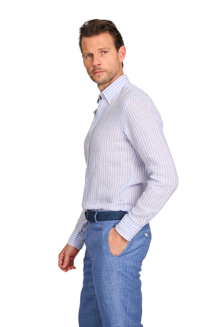 Chemise Profuomo manches longues hommes, bleu, coupe étroite