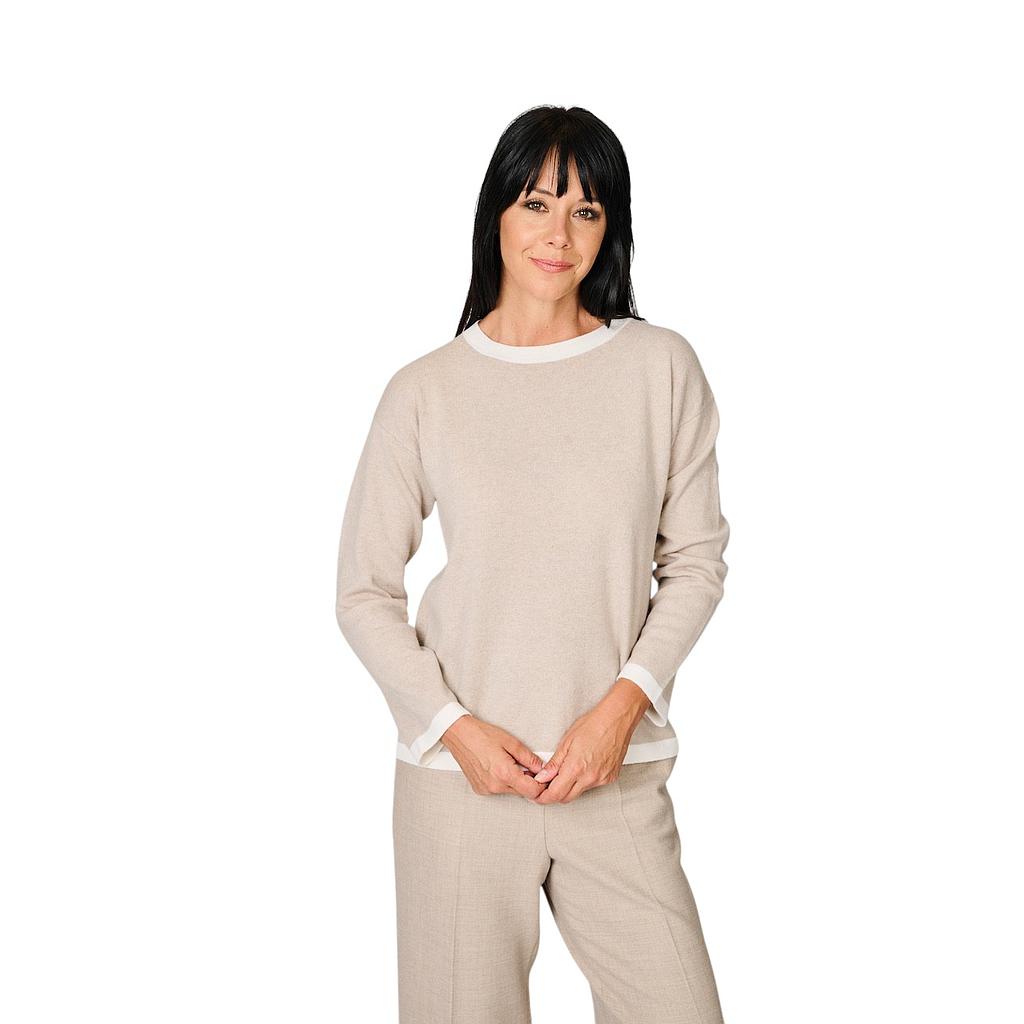 anneclaire-pull-trøje-rund hals-dame-beige-d1842-857-770